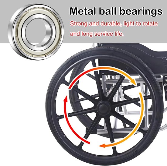 Rolstoel Achterwielen - Vervangende Banden - Mobiliteit Verbeteren - Massieve Polyurethaan Banden - 24 Inch Diameter - Zwart — afbeelding 4