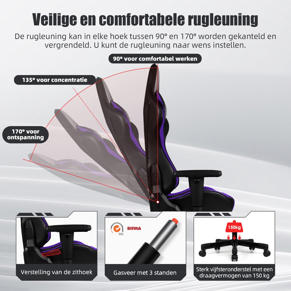 Hiaonyx Gaming Stoel - Verstelbare - afbeelding 3