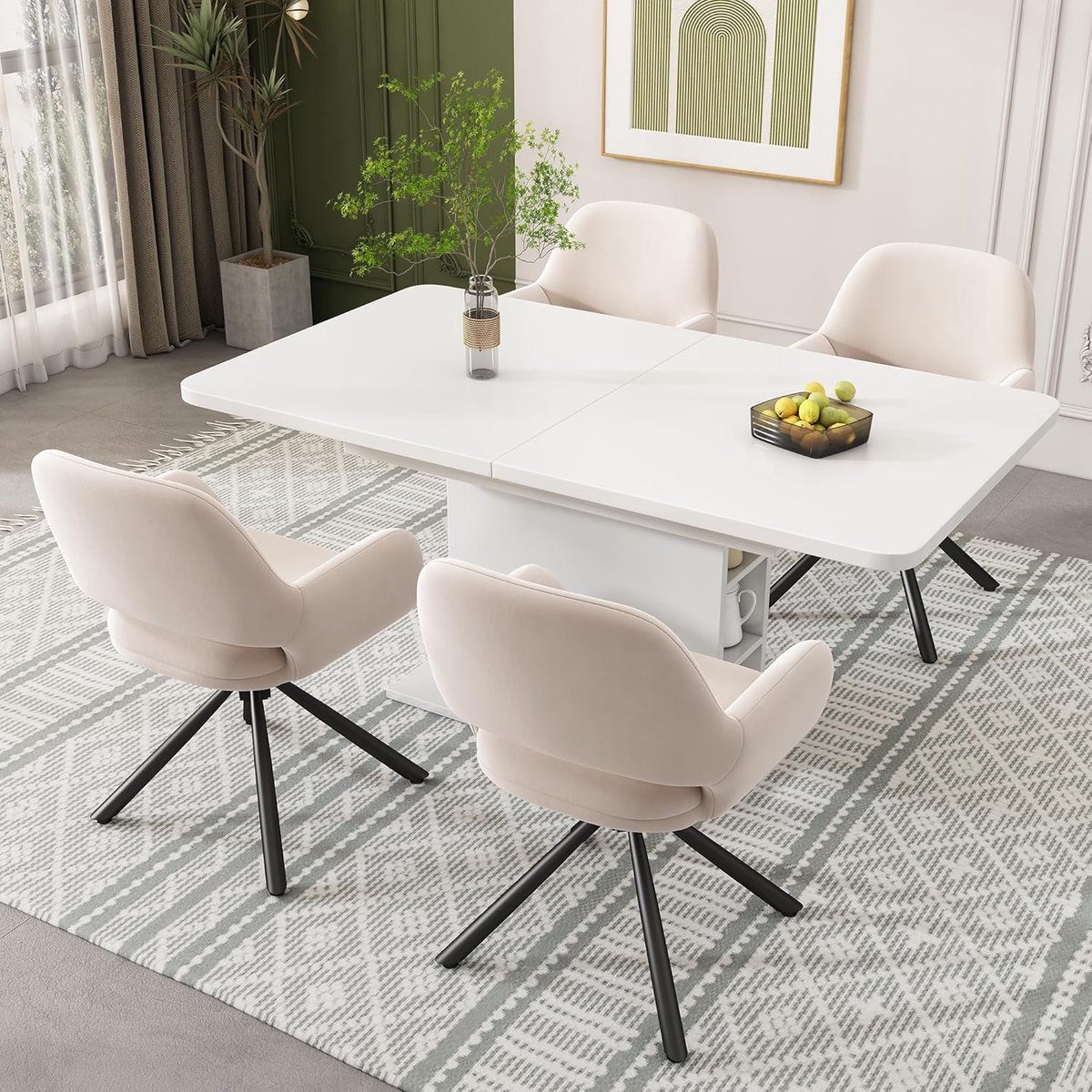 Eetkamerstoel - Stoel met armleuning - Comfortabel zitten - Draaibaar fluweel design - 40x
