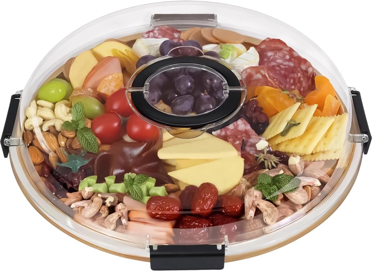 Ronde Serveerplank - Dienblad Met Vakken - Outdoor Hosting - Lekvrij Ontwerp - 34 cm Diameter