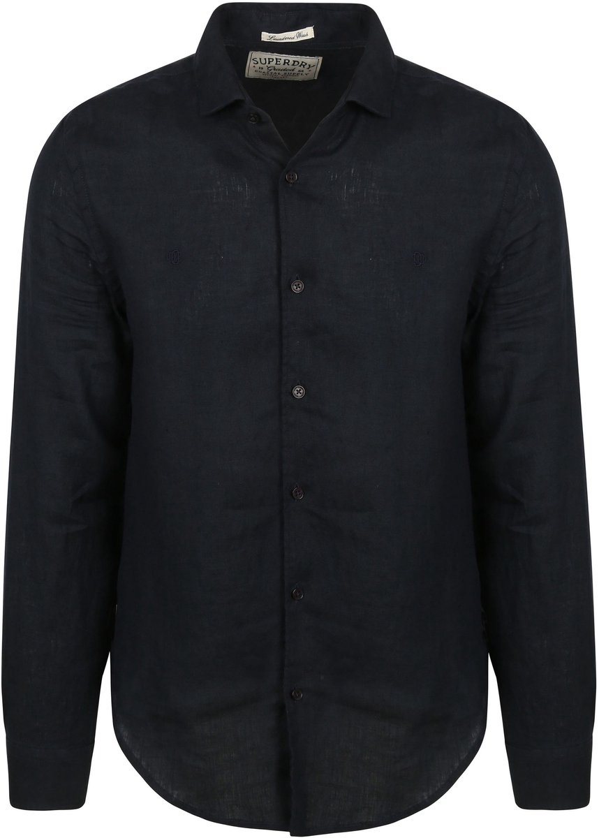 Superdry Overhemd Riviera Linen Classic Eclipse Donkerblauw 3XL Heren Overhemden Casual