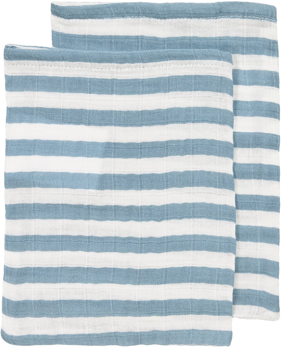 Hydrofiele doeken pre-washed Fat Stripe Jeans Blue 20x17cm - 2-pack