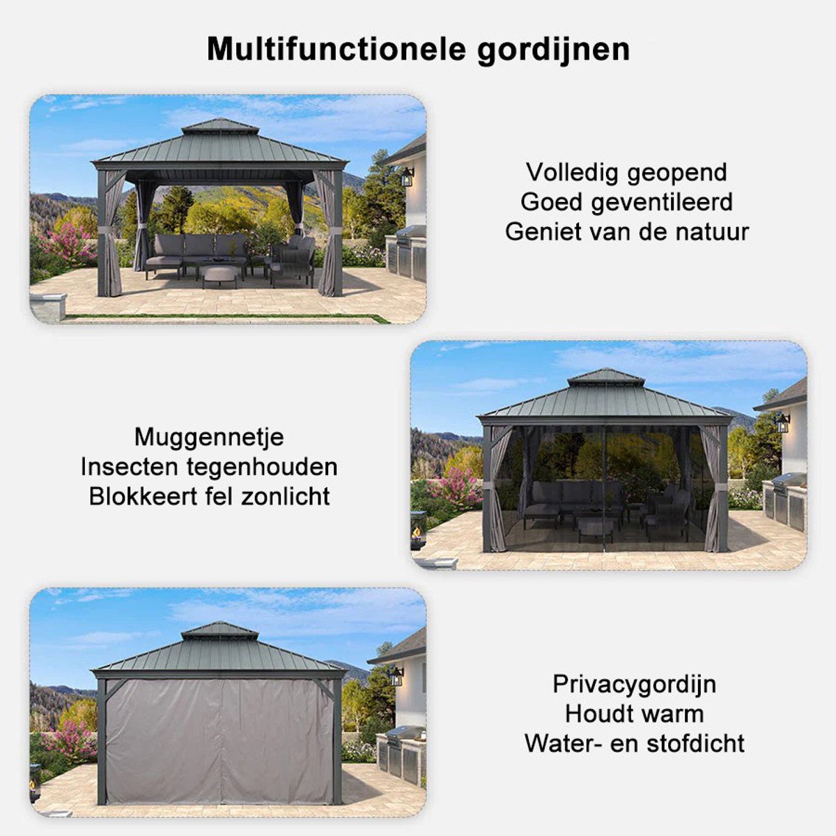 Purple Leaf Hardtop pavillon 4 x 3 m - gris luxe
