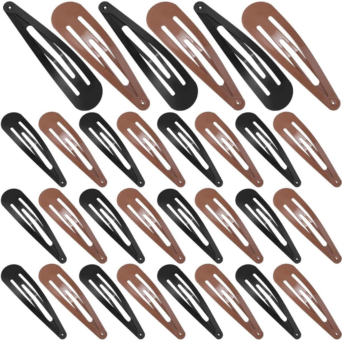 Haarspelden Set - Snap Clips - Dagelijks Kapsel - Duurzaam Metaal - 5 cm Lengte - Bruin Zwart