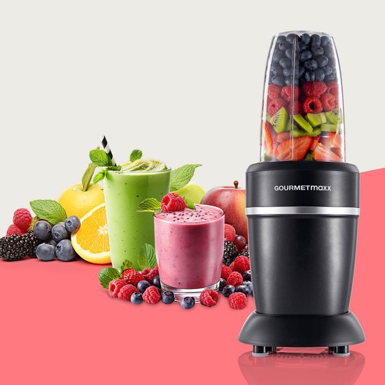GOURMETmaxx Mixer & Smoothiemaker 4-delig - Elektrische staande mixer voor een vitaminekick voor onderweg - Voedingsmixer met lekvrije deksel - Blender, keukenmachine voor shakes en meer van Merkloos — afbeelding 3
