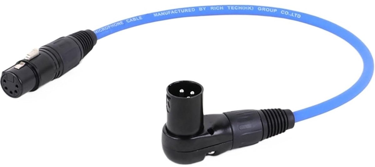 XLR Kabel Adapter - Haakse Stekker Bus - Audio Verbinding - 90 Graden Hoek - 2 Meter - Blauw