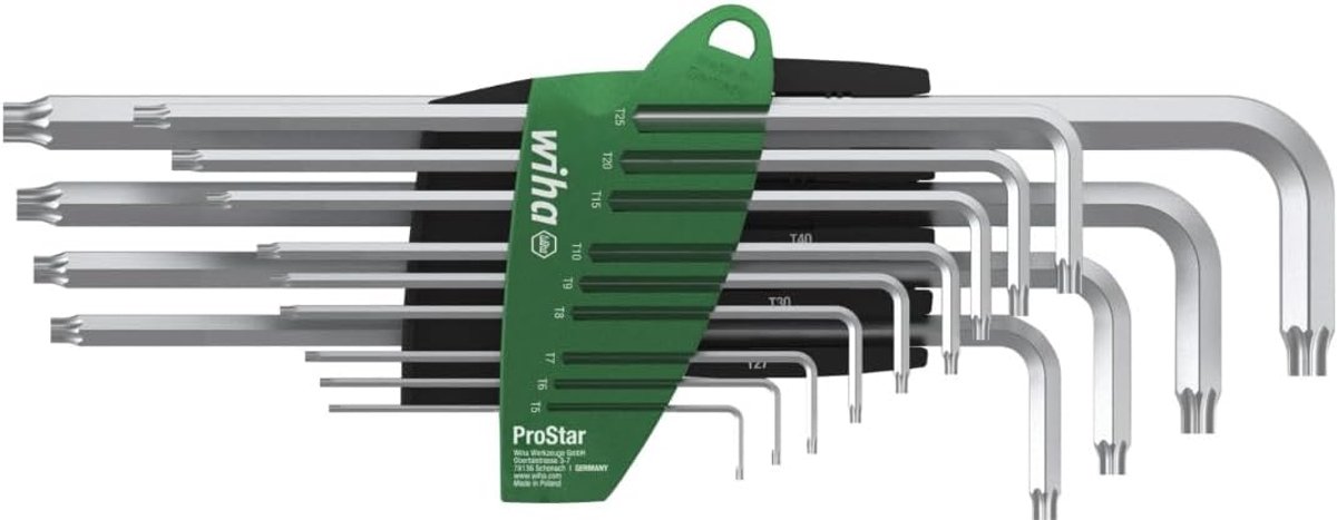 Inbussleutel Set - Torx Sleutels - Precisiewerk - 14 Delig - 10cm Lengte - Titanium Zilver