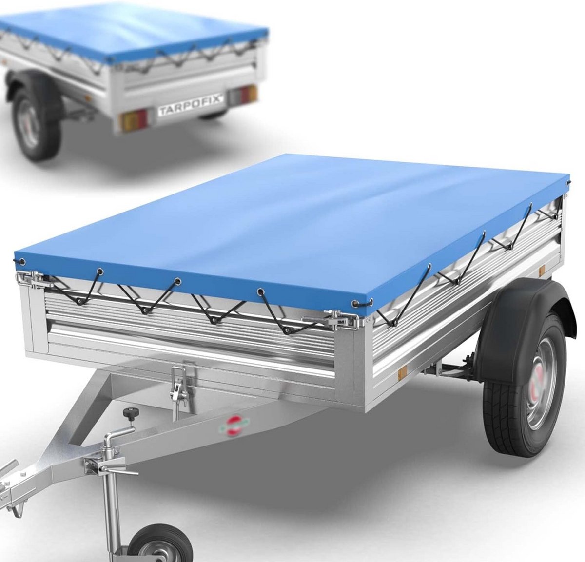 Aanhangerzeil 257,5 x 134,5 cm | Platte zeil van PVC | Afdekzeil voor autoaanhanger tot 1300 kg