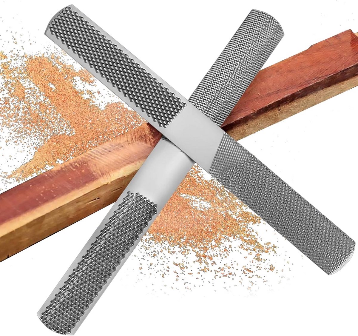 Houten Raspvijl Set - 4-Weg Gemaakt van Hoogwaardig Koolstofstaal voor Houtbewerking en Metalen Gereedschap (2 Stuks)