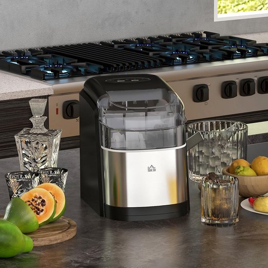 IJsblokjesmachine voor Thuis - 12 kg IJs in 24 Uur, Zelfreinigend, LED Display, Inclusief IJsmand en Schep van Merkloos — afbeelding 3