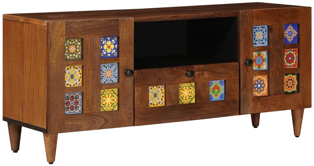 vidaXL - TV - Kast - Walnotenhout - 105 - x - 33 - x - 46 - cm - Massief - Mango - Hout