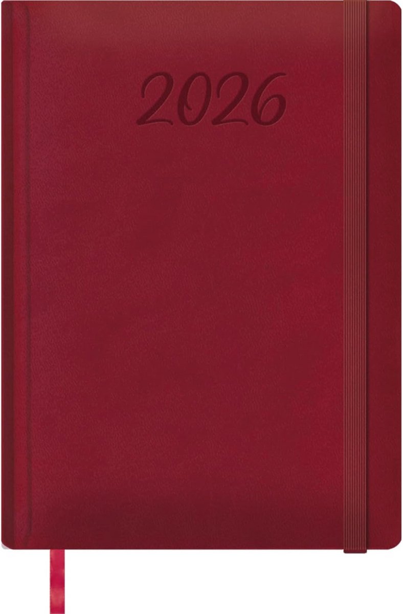 Grote Dagpagina Kalender 2024 - 17x24 cm - 336 Pagina's - Hardcover met Genaaide Binding - Bordeaux