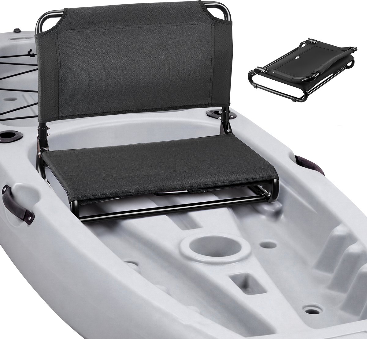 VEVOR 1 X Kajakzitje 2 cm Dik, metalen Bootzitje, Vervangend Zitje (Upgrade & Opvouwbaar) voor Tamarack Tahoma Tioga Spitfire Kenai Daylite, Geschikt voor Sit-On-Top/Vis-/Opblaaskajaks en Roeiboten