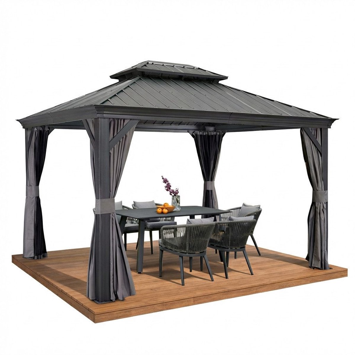 Purple Leaf Hardtop pavillon 3,65 x 3,65 m - gris luxe