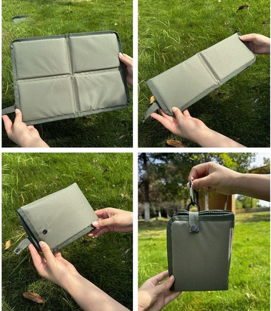 Draagbaar opvouwbaar kussen - Picknickkussen - Opvouwbaar, draagbaar kussen - Groen - 37 × 27,5 cm - Geschikt voor backpacken, wandelen, kamperen en picknicken. van Merkloos — afbeelding 2
