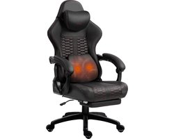 DOWINX Gamingstoel Big & Tall met Massage Lendensteun - PU Leren Bureaustoel met Voetensteun - Ergonomische Gamerstoel - Max. 180 kg - Zwart