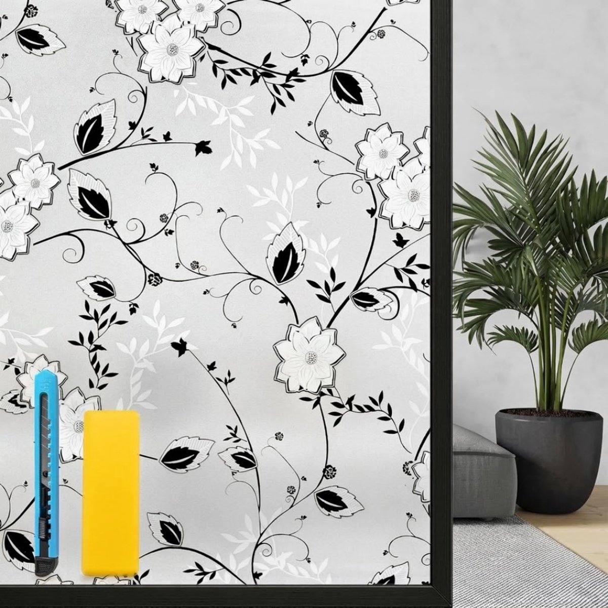 CLVP® Raamfolie Anti Inkijk - Zelfklevend - Badkamer -Zwart en wit