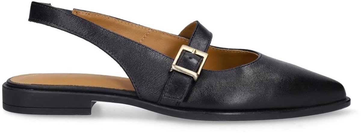 No Stress - Dames - Zwarte leren slingbacks - Maat 41