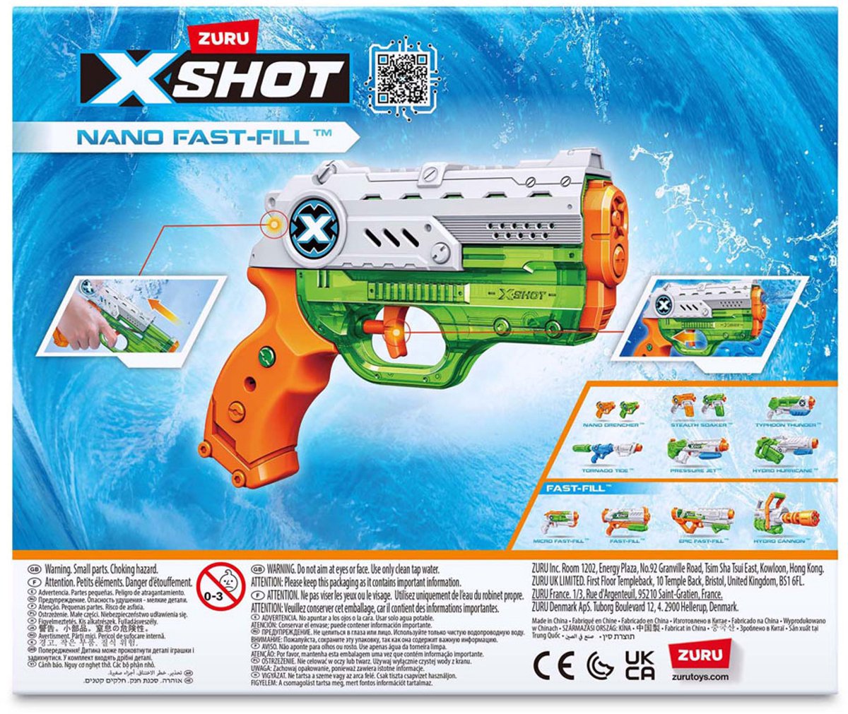 Zuru waterpistool X-Shot Fast Fill Nano Blaster 100 ml oranje. — afbeelding 12