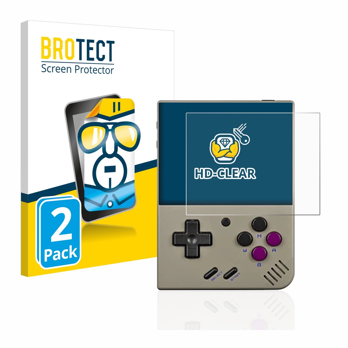BROTECT - Screenprotector voor Miyoo Mini Plus - Folie Beschermfolie transparant 2 Stuks