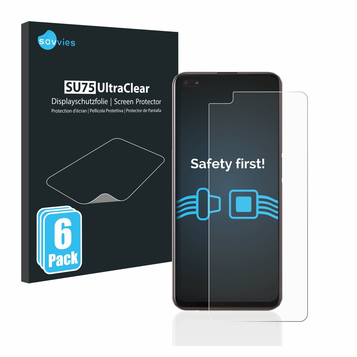 Savvies - Screenprotector voor Oppo Reno 4 Z 5G - Folie Beschermfolie transparant 6 Stuks