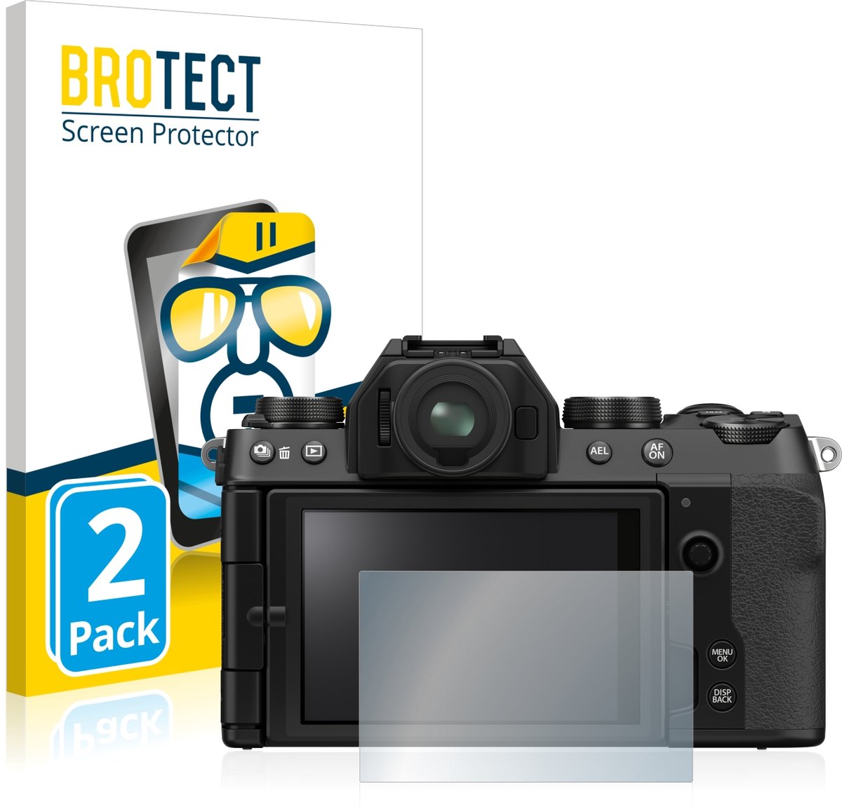 BROTECT - Screenprotector voor Fujifilm X-S10 - Folie Beschermfolie transparant 2 Stuks