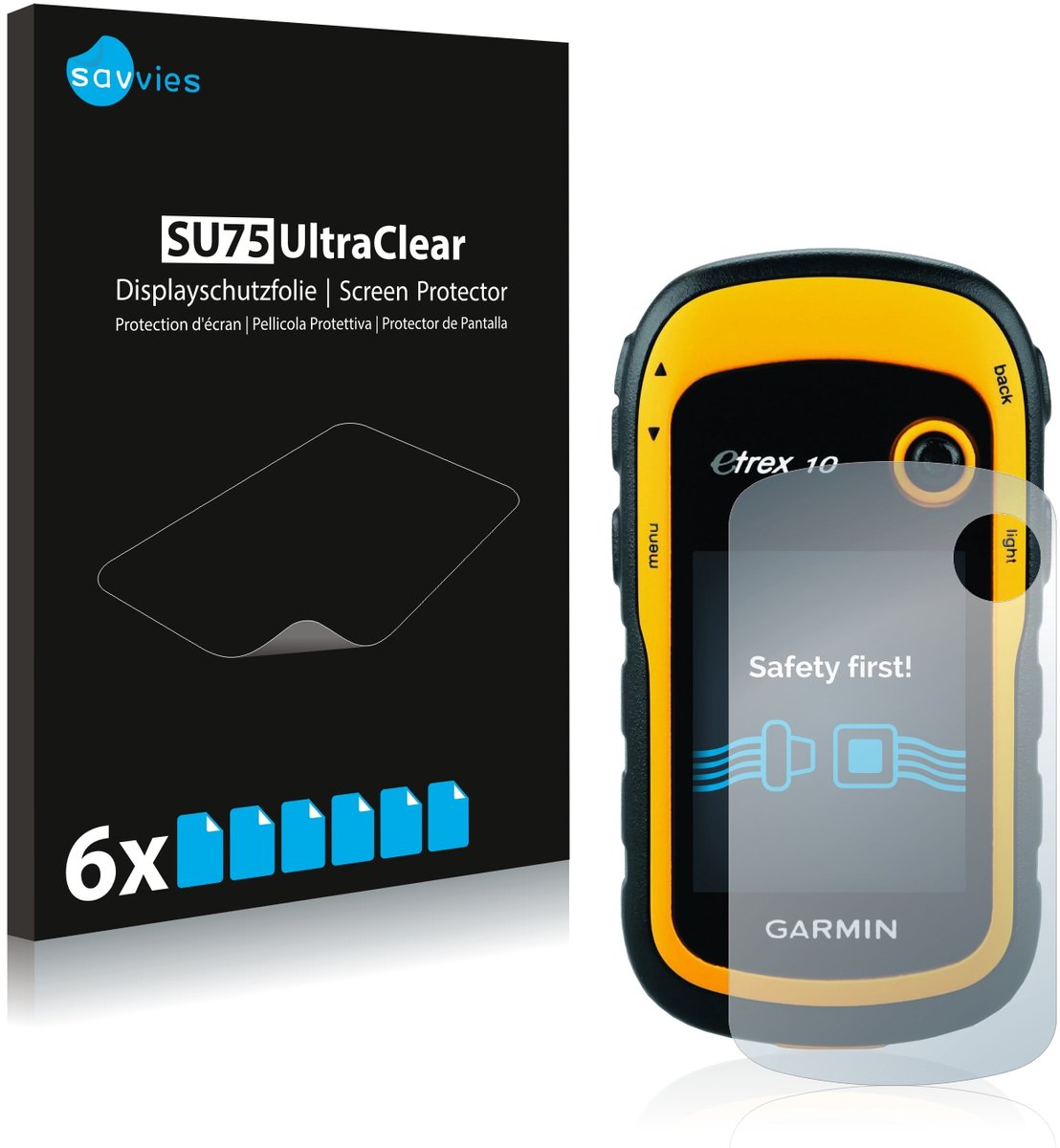 Savvies - Screenprotector voor Garmin eTrex 10 - Folie Beschermfolie transparant 6 Stuks