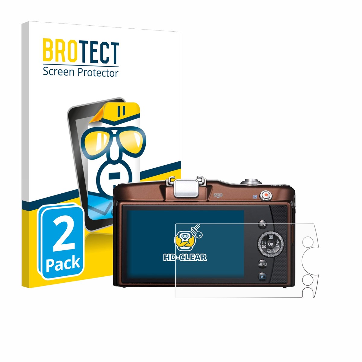 BROTECT - Screenprotector voor Olympus PEN E-PM1 - Folie Beschermfolie transparant 2 Stuks