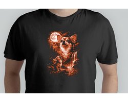 Chihuahua Howling at The Moon - T Shirt - Cute - Sarcastic - GoodVibes - Sarcasm - Funny - Gift - Cadeau - Sarcastisch - SarcastischeVibes - schattig - lief - feelgood