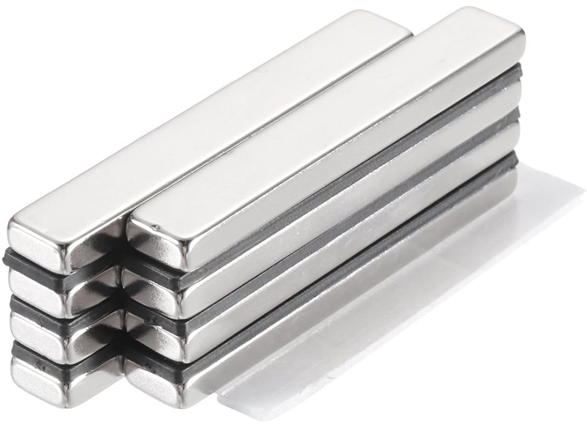 Set van 8 Rektangulaire Sterke Magneten voor Kantoor, Koelkast en Decoratie - 60x10x5 mm
