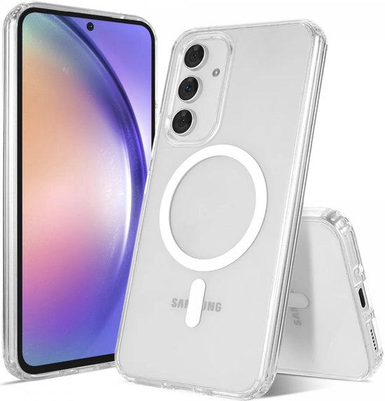Coque adaptée pour Samsung Galaxy A54 - Compatible avec MagSafe - Coque arrière rigide avec aimant - Transparente