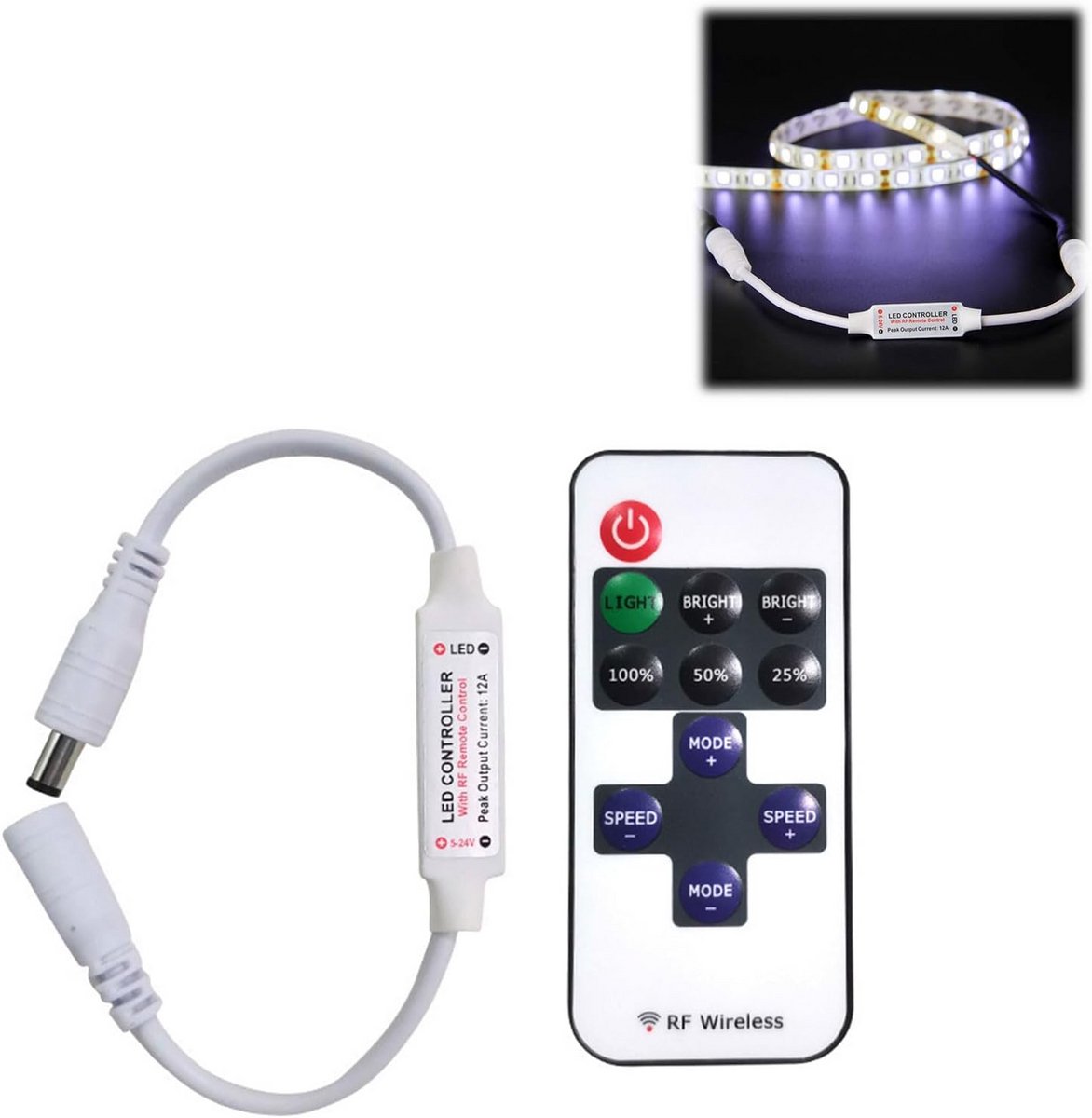 Draadloze RF Dimmer Controller voor LED Strips DC 5V-24V met 11 Toetsen