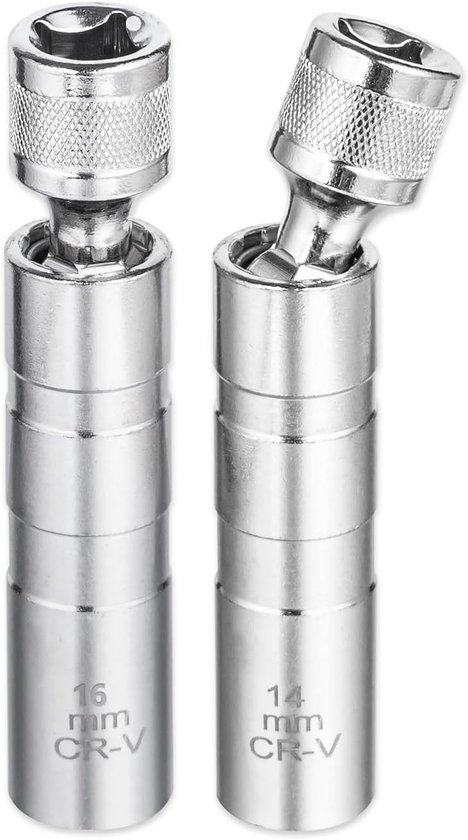 Sukudon Bougiesleutelset, 16 mm / 18 mm / 21 mm bougiesleutelset, 5-delig voor auto en motorfiets, universeel mat zwart gereedschap