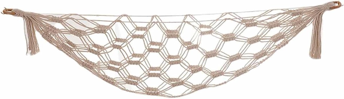 Speelgoed hangmat ruimtebesparend opbergnet met macramé voor knuffels