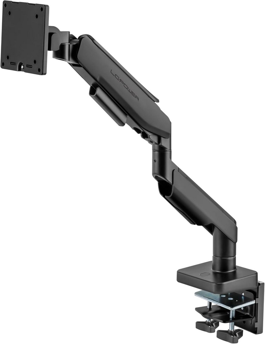 Monitor Arm voor 17-49 inch Schermen - VESA 75 & 100 - Traploze Hoogte & Kanteling - 2-20kg - Zwart
