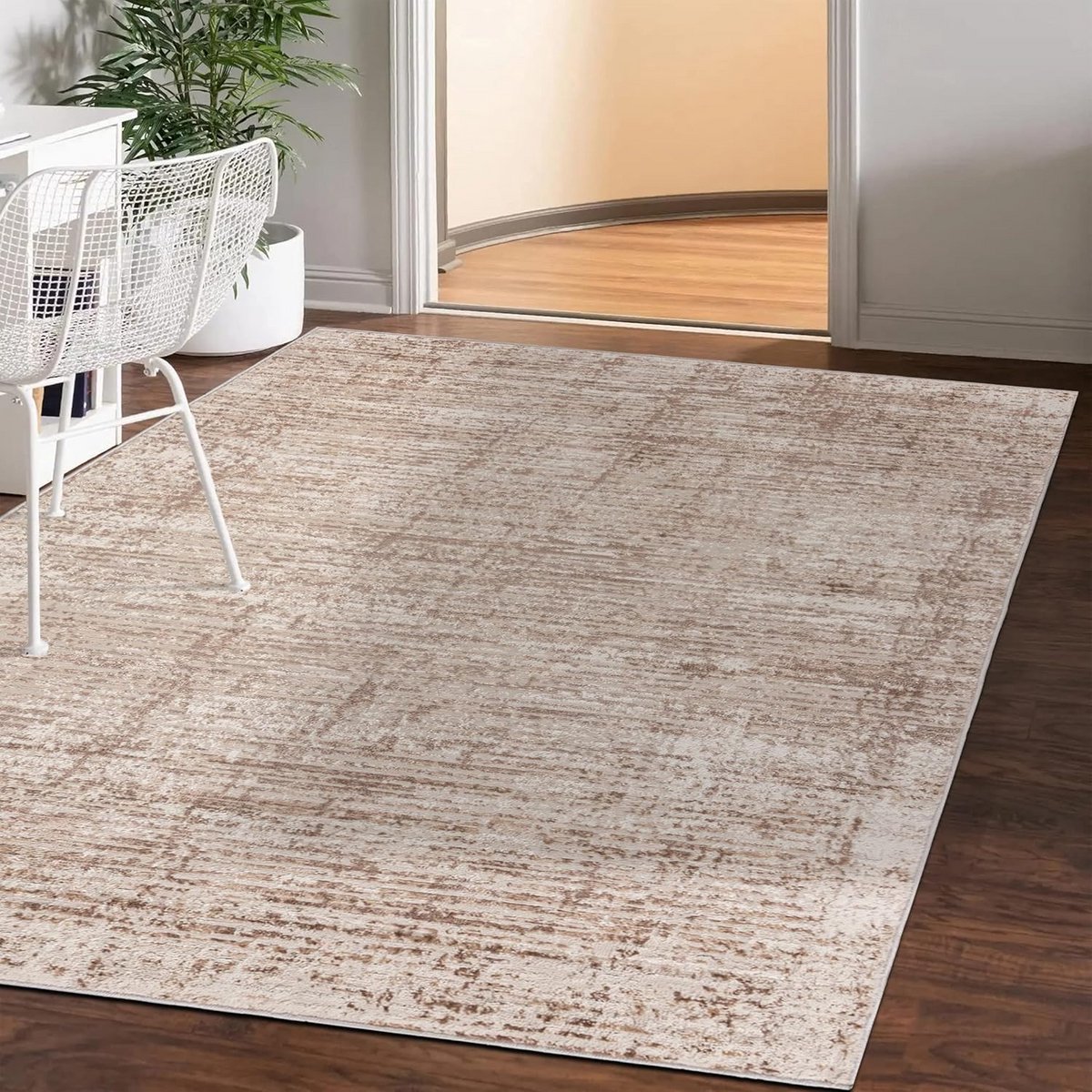 Vintage Tapijt Abstract Patroon Beige 240x330cm - Kortpolig Tapijt voor Woonkamer Slaapkam