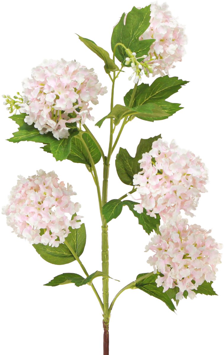 Viana Sneeuwbalplant Kunstbloemen Roze Wit L78cm 2st