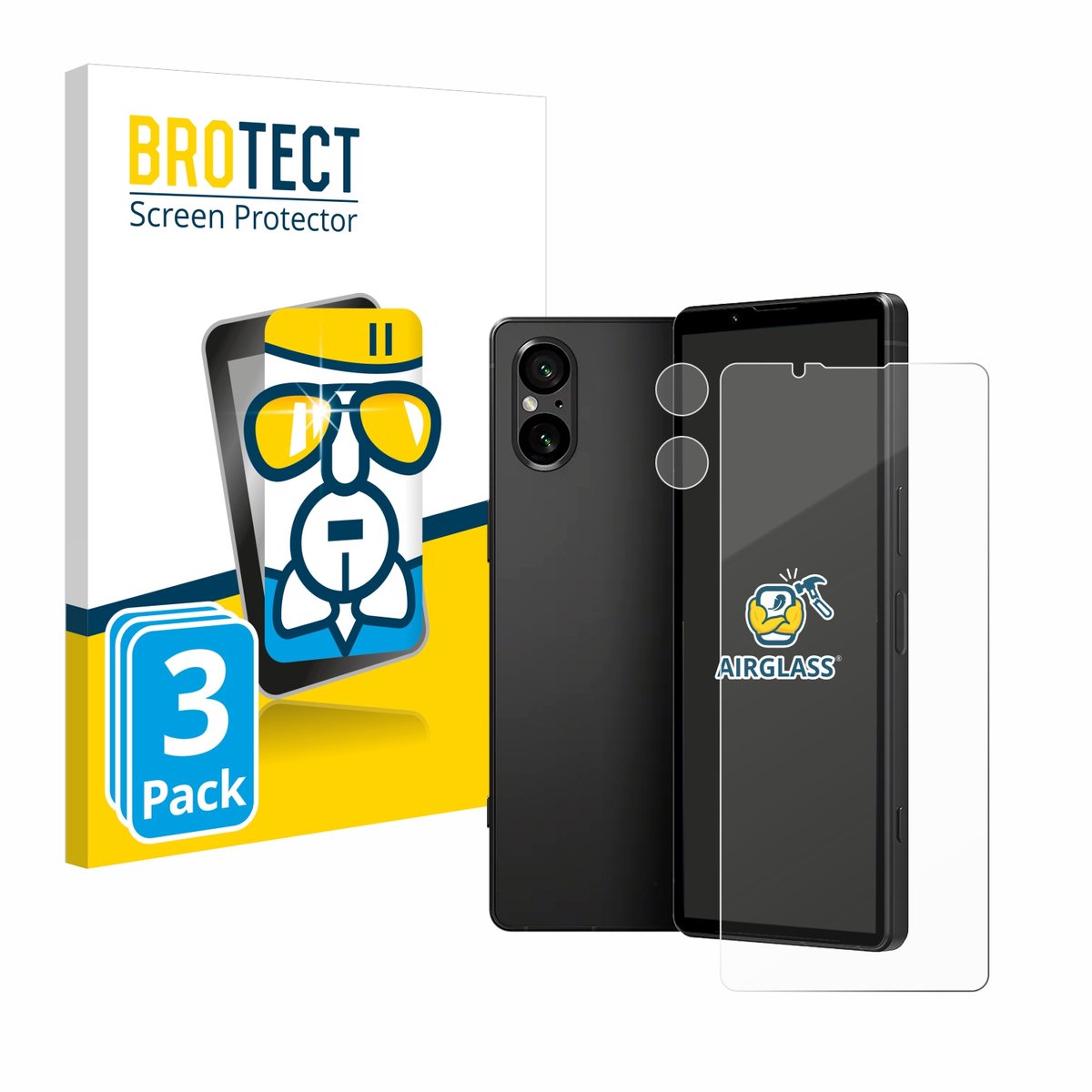 Screenprotector 3 Stuks voor Sony Xperia 5 V (Voor+Camera) Beschermglas transparant