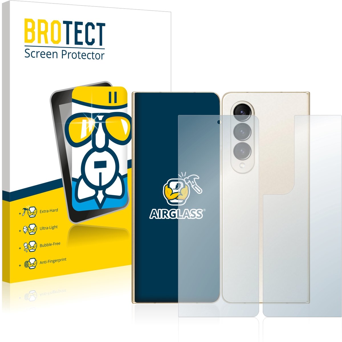 Screenprotector voor Samsung Galaxy Z Fold 4 (Voor+Achter) Beschermglas transparant