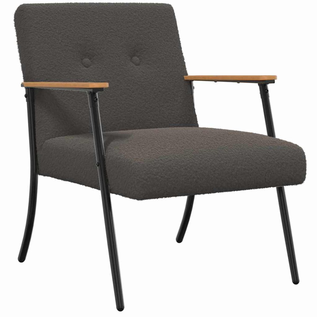vidaXL Fauteuil - Donkergrijs - Kratig - Wolachtig - Stof