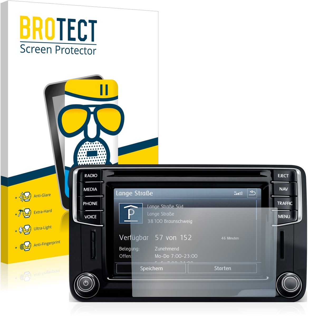 BROTECT - Screenprotector voor Volkswagen Caddy 2015 Discover Media 6.5" 2015 - Folie Beschermfolie Beschermglas matte