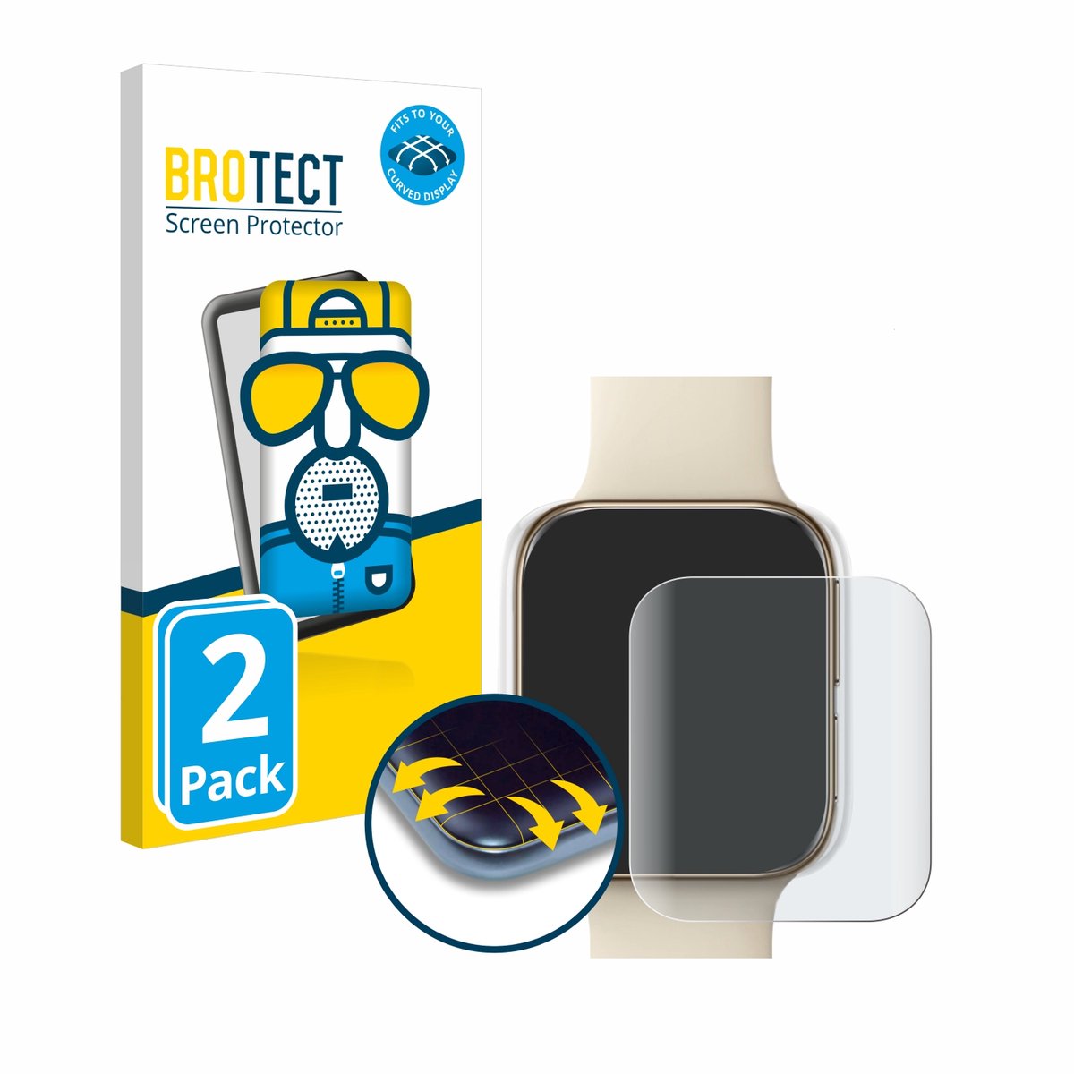 BROTECT - Screenprotector voor Oppo Watch (41 mm) - Folie Beschermfolie matte volledig dekking 2 Stuks