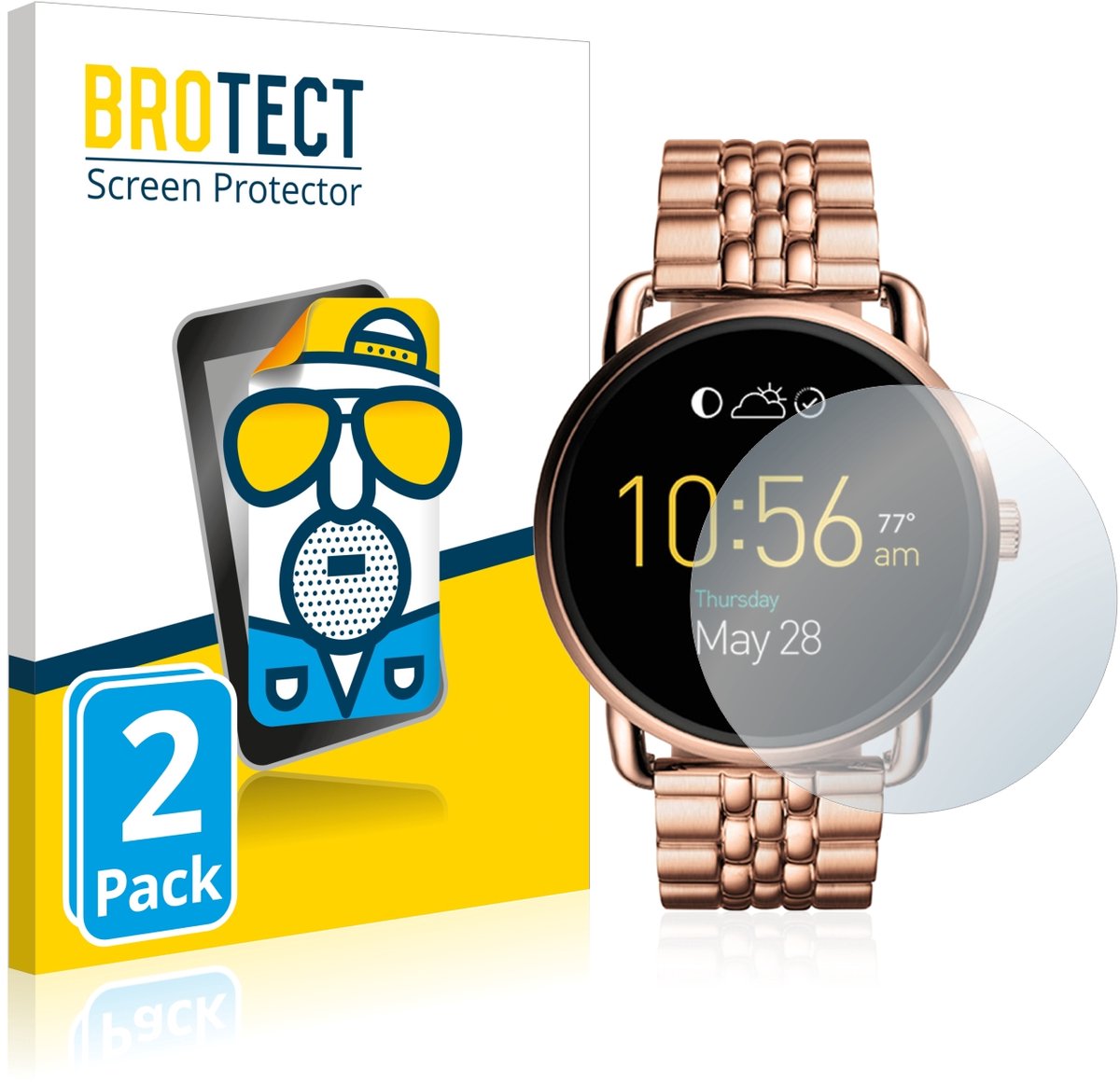 BROTECT - Screenprotector voor Fossil Q Wander - Folie Beschermfolie matte 2 Stuks
