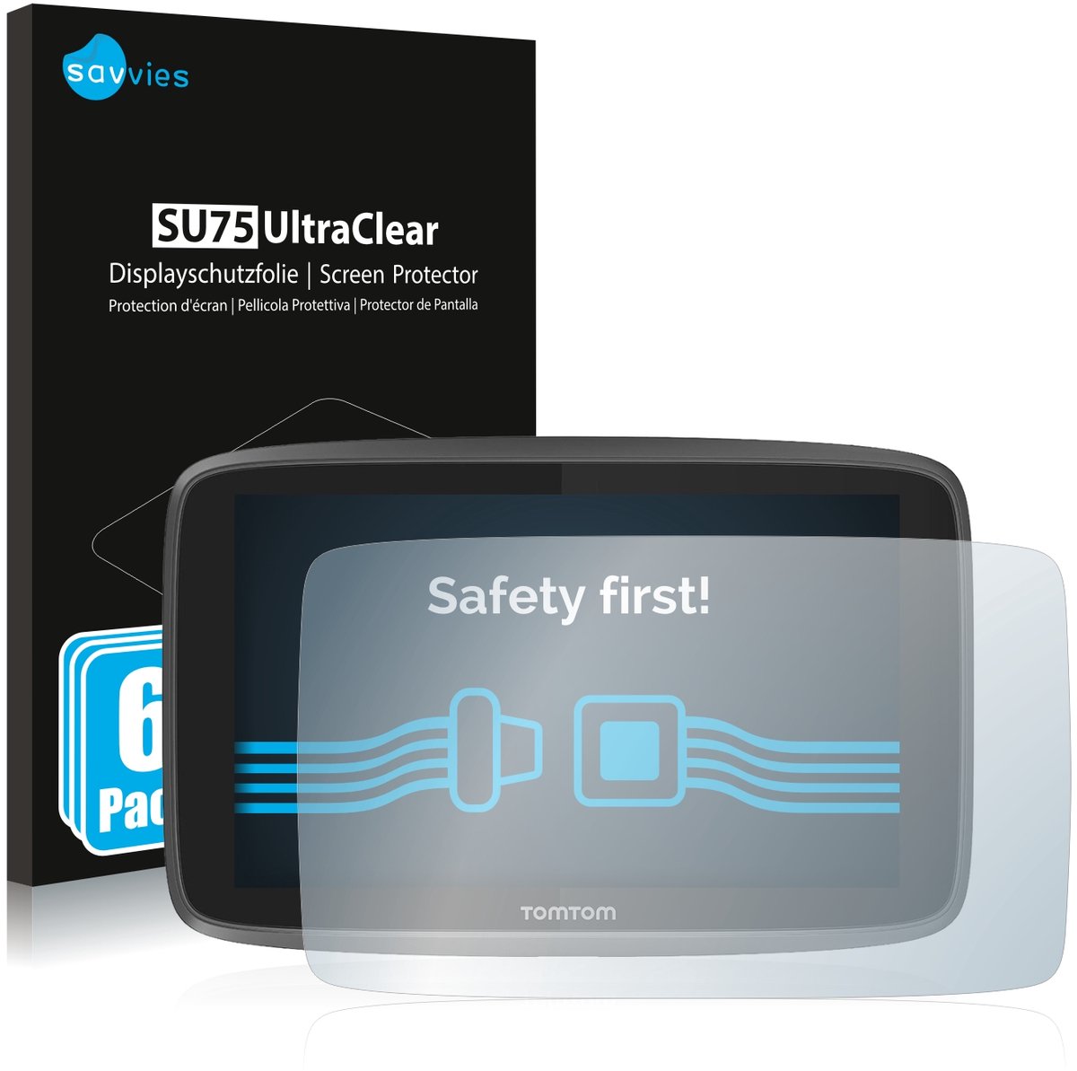 Savvies - Screenprotector voor TomTom Go 6200 - Folie Beschermfolie transparant 6 Stuks