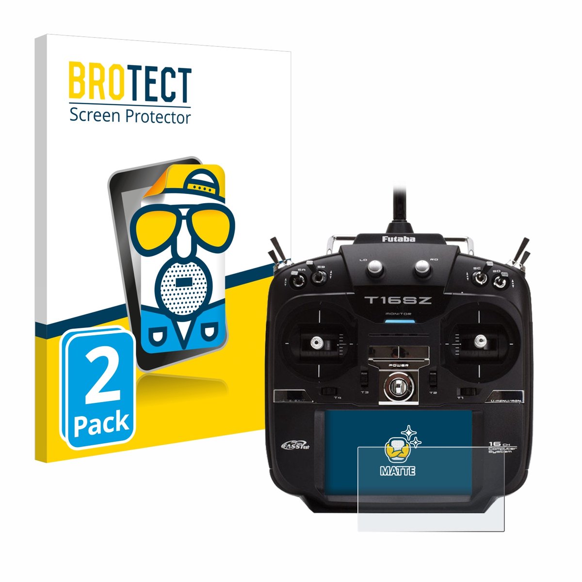 BROTECT - Screenprotector voor Robbe Futaba T16IZ - Folie Beschermfolie matte 2 Stuks