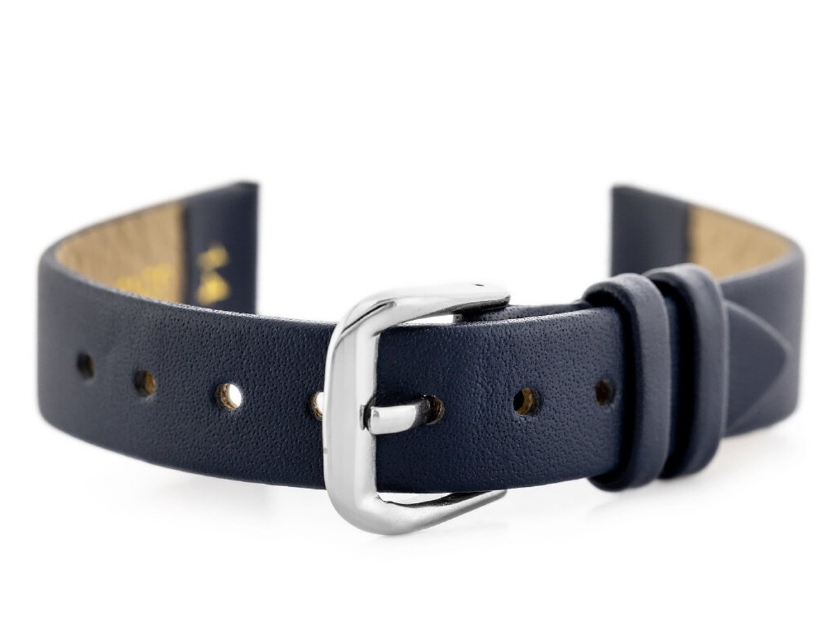 Pacific - Horlogeband - Granatblauw - 16mm - Leren Bandje