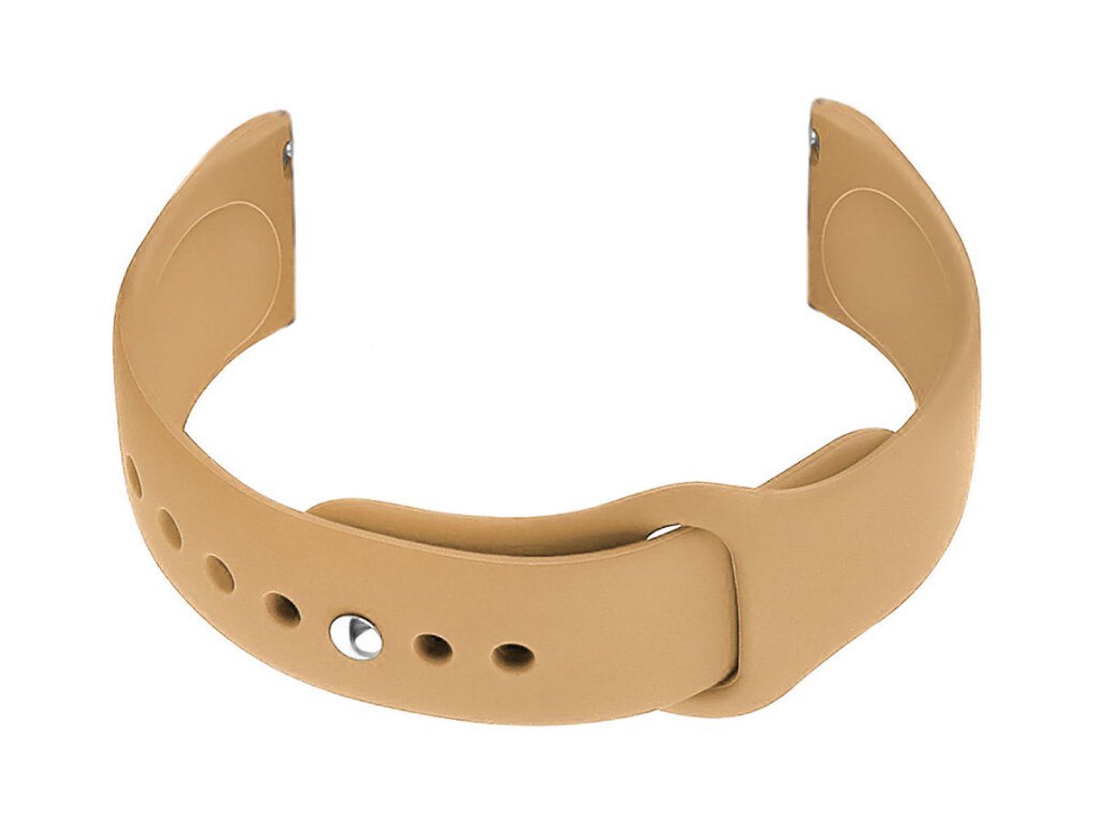 Bruine siliconen horlogeband U21 22mm met verzilverd