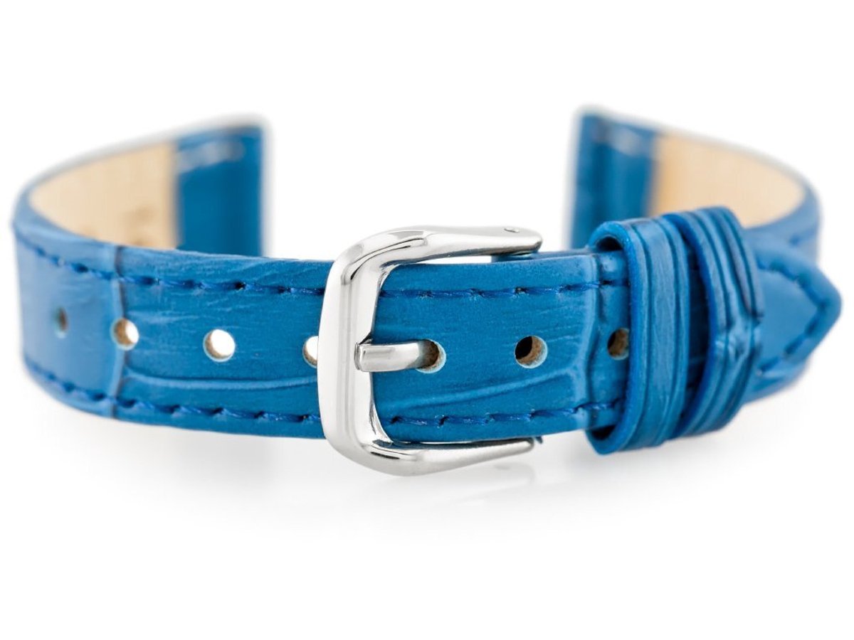 Pacific - Leren Horlogeband - Blauw - 16mm