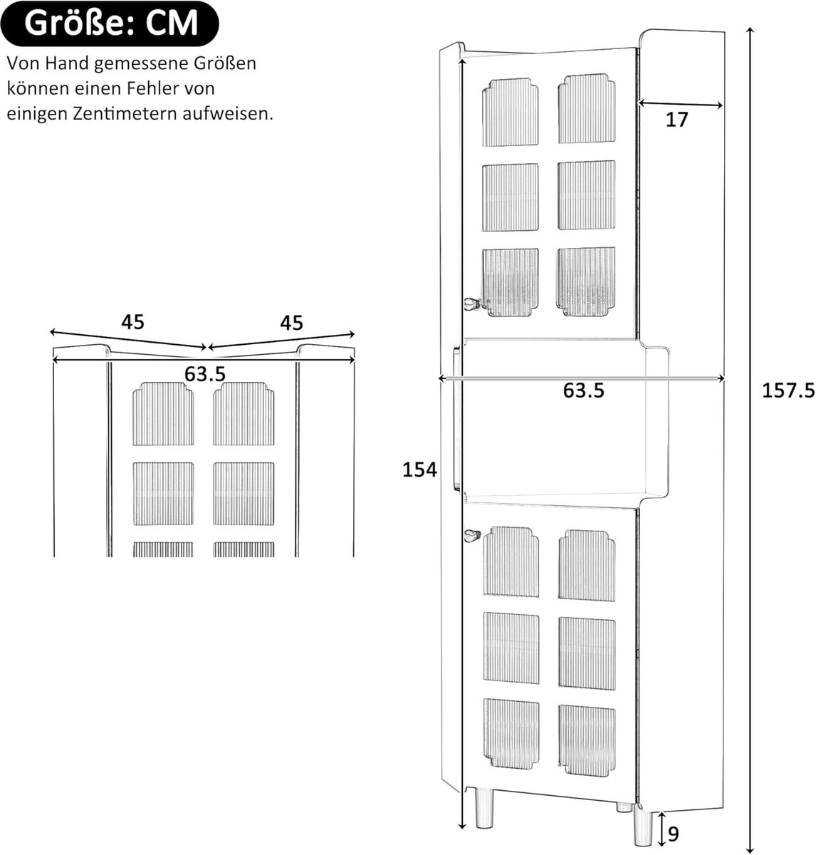 Boekenkast -Hoekkast – Casa Velluto Lumina White 60x160 cm – Moderne Zwart Hoekcommode met LED Verlichting – Multifunctionele Boekenkast en Opbergkast voor Woonkamer, Slaapkamer, Badkamer en Eetkamer