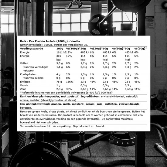 Bulk Pea Protein Isolate (1000g) Vanilla - Eiwitten - Veganistisch eiwit — afbeelding 3